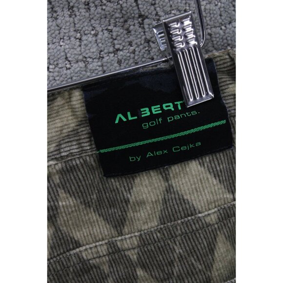 Alberto Golf Pants Mens Size 52 Brown Pro Cord Check Diamond Pattern Flat Front - Picture 8 of 11